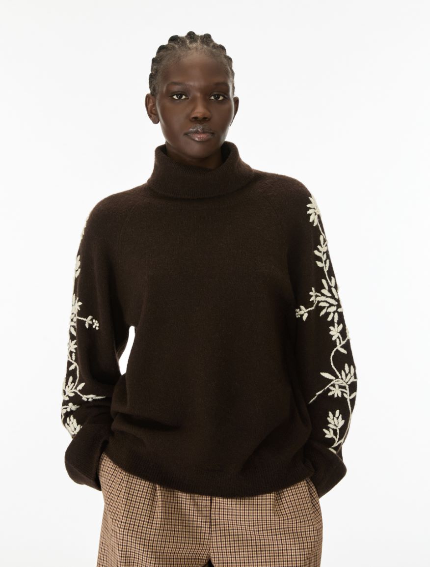 Alpaca-blend polo-neck jumper - DARK BOWN - iBlues - 4