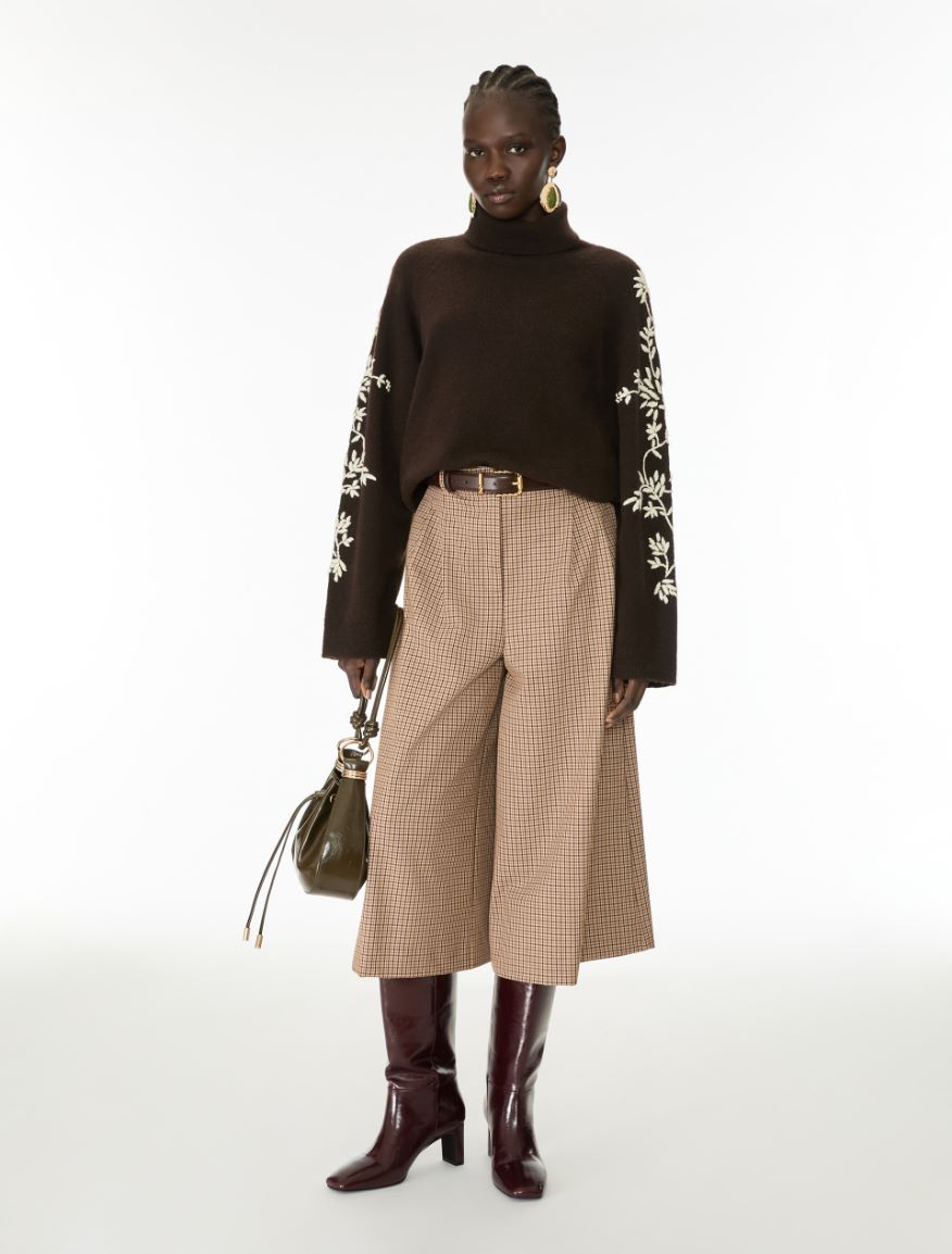 Alpaca-blend polo-neck jumper - DARK BOWN - iBlues
