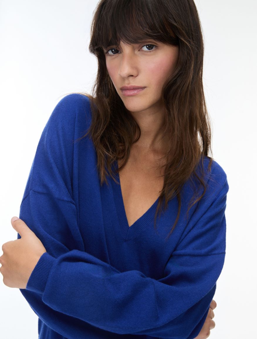 Cashmere-blend jumper - PRUSSIAN BLUE - iBlues - 3