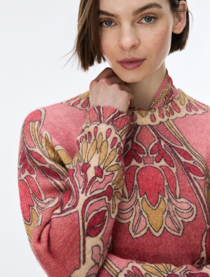 Printed yarn jumper - PINK - iBlues - 3
