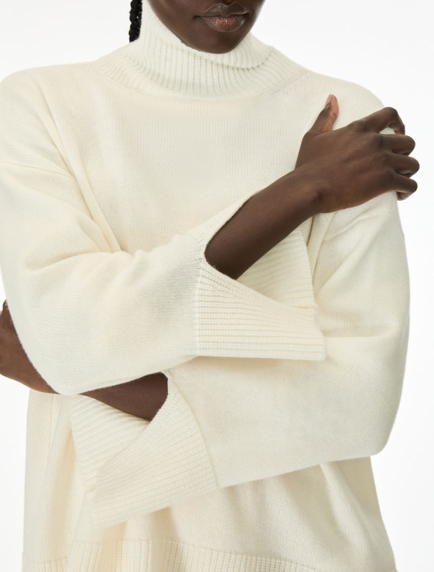 Cashmere-blend polo-neck jumper - WHITE - iBlues - 3