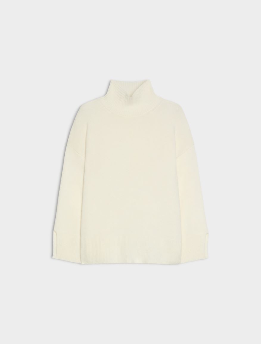 Cashmere-blend polo-neck jumper - WHITE - iBlues - 5