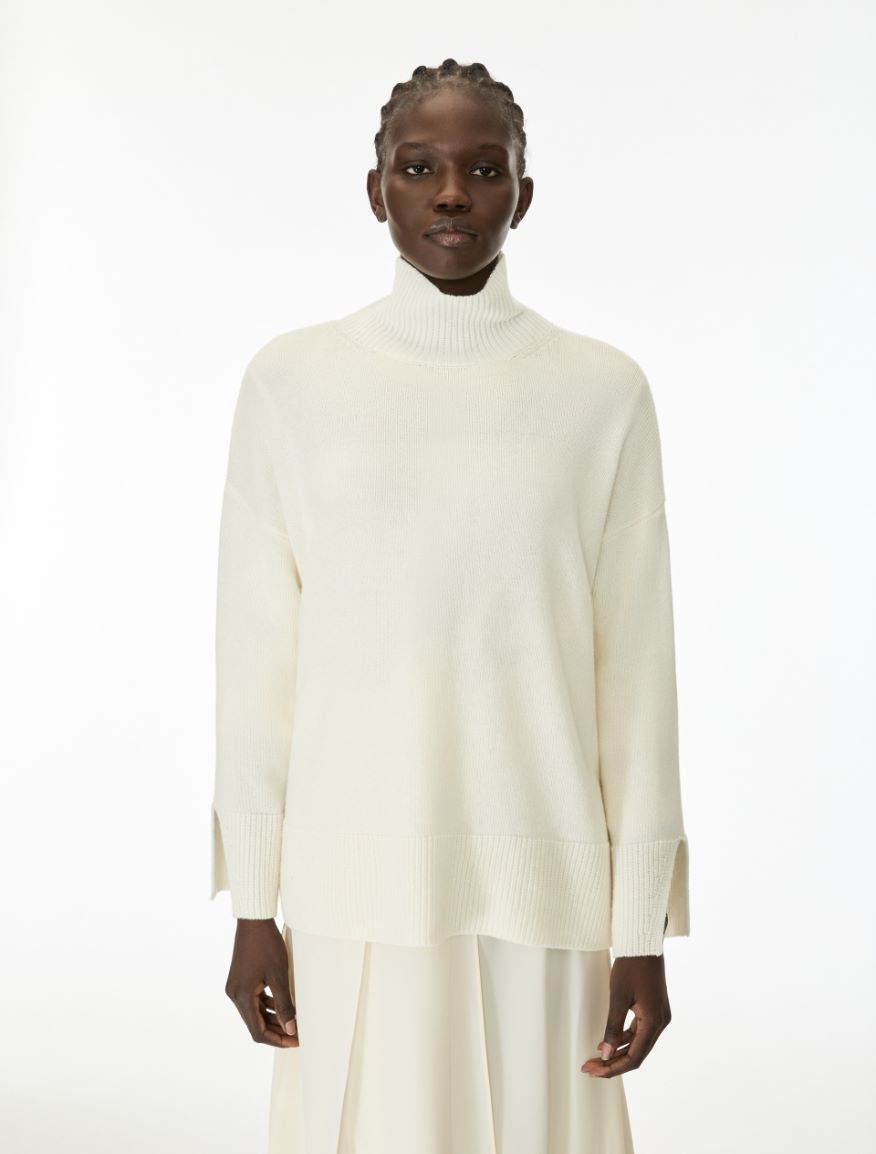 Cashmere-blend polo-neck jumper - WHITE - iBlues