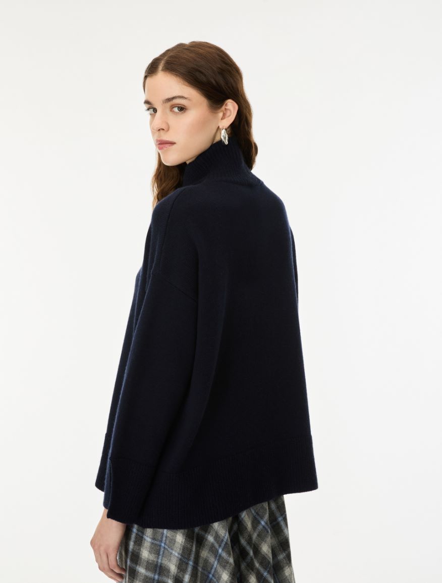Cashmere-blend polo-neck jumper - NAVY - iBlues - 2