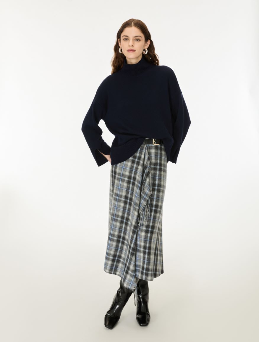 Cashmere-blend polo-neck jumper - NAVY - iBlues - 4