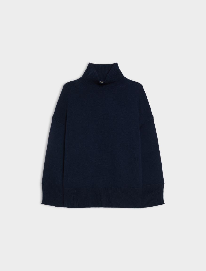 Cashmere-blend polo-neck jumper - NAVY - iBlues - 5