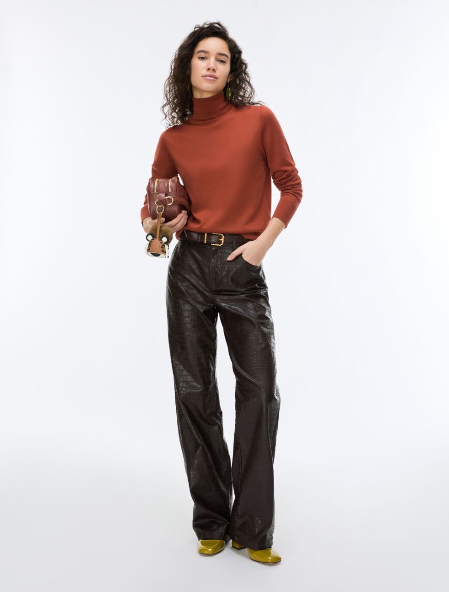 Soft polo-neck jumper - RUST - iBlues