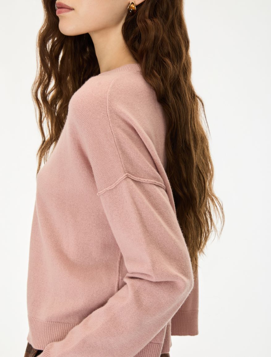 Straight-fit cashmere-blend jumper - DUST ROSE - iBlues - 3
