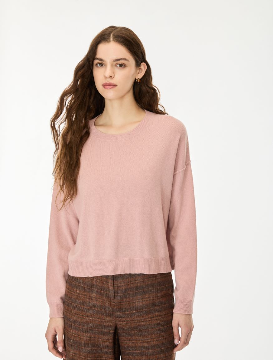 Straight-fit cashmere-blend jumper - DUST ROSE - iBlues - 4