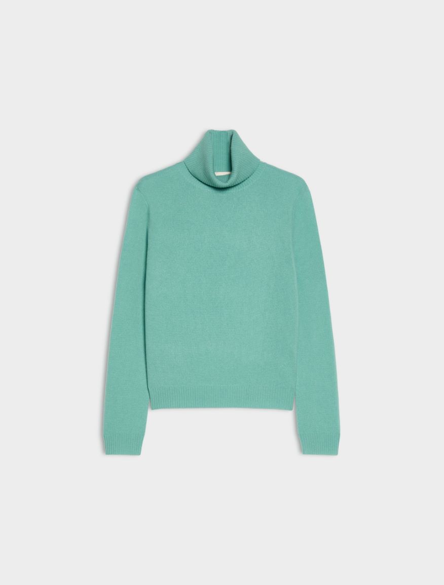 Wool polo-neck sweater - AQUAMARINE - iBlues - 5