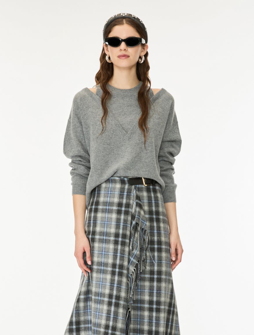 Double-neckline jumper - GREY - iBlues