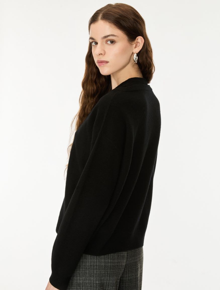 Double-neckline jumper - BLACK - iBlues - 2