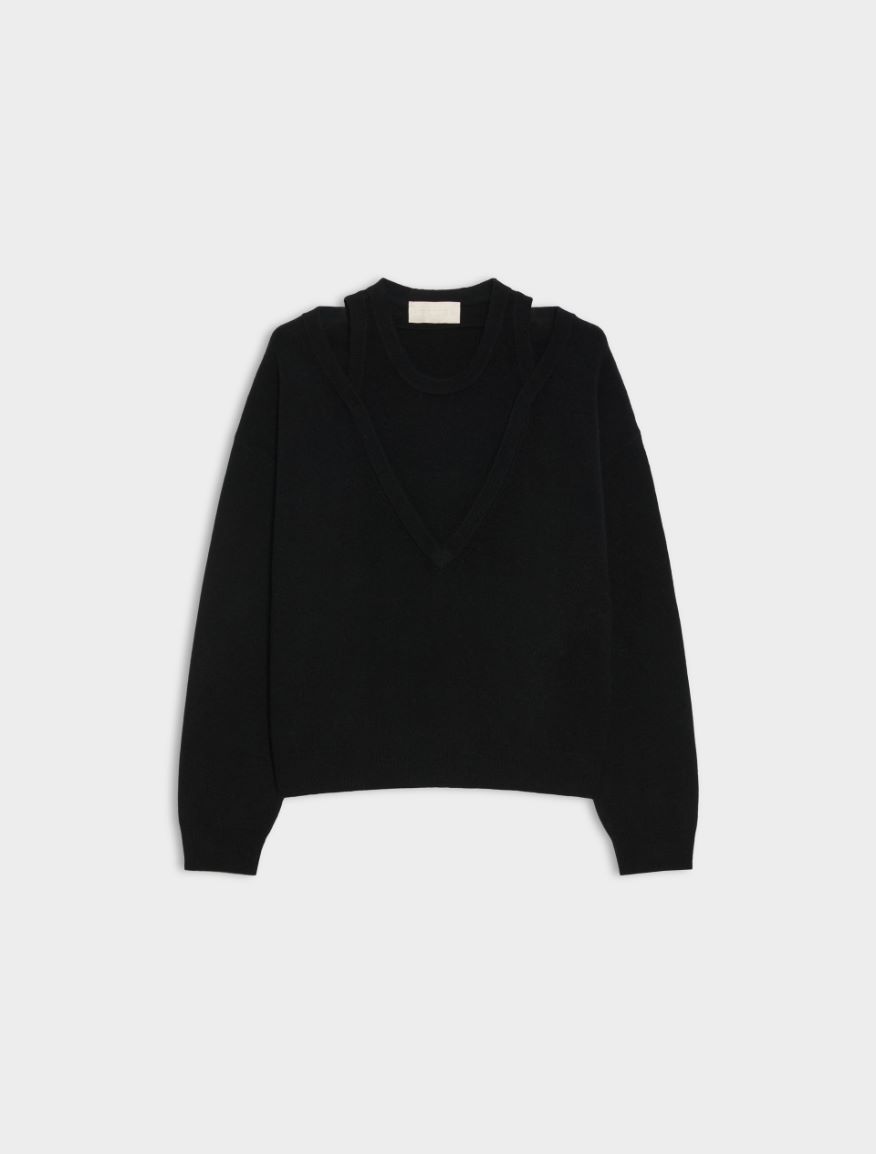 Double-neckline jumper - BLACK - iBlues - 5