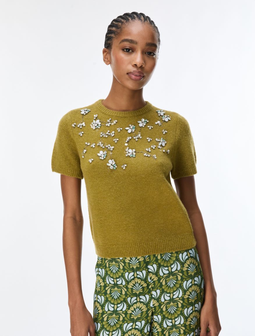 Embroidered jumper - OIL GREEN - iBlues