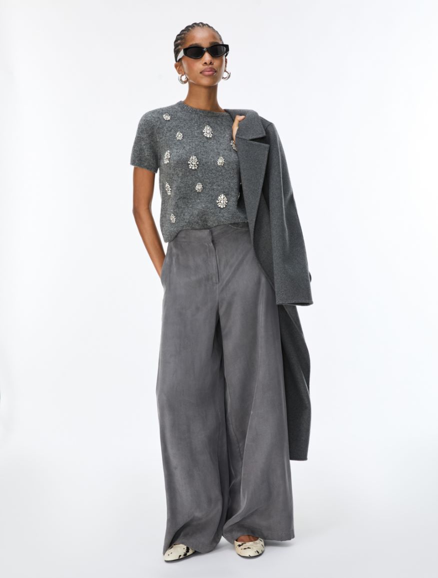 Embroidered jumper - MELANGE GREY - iBlues - 4