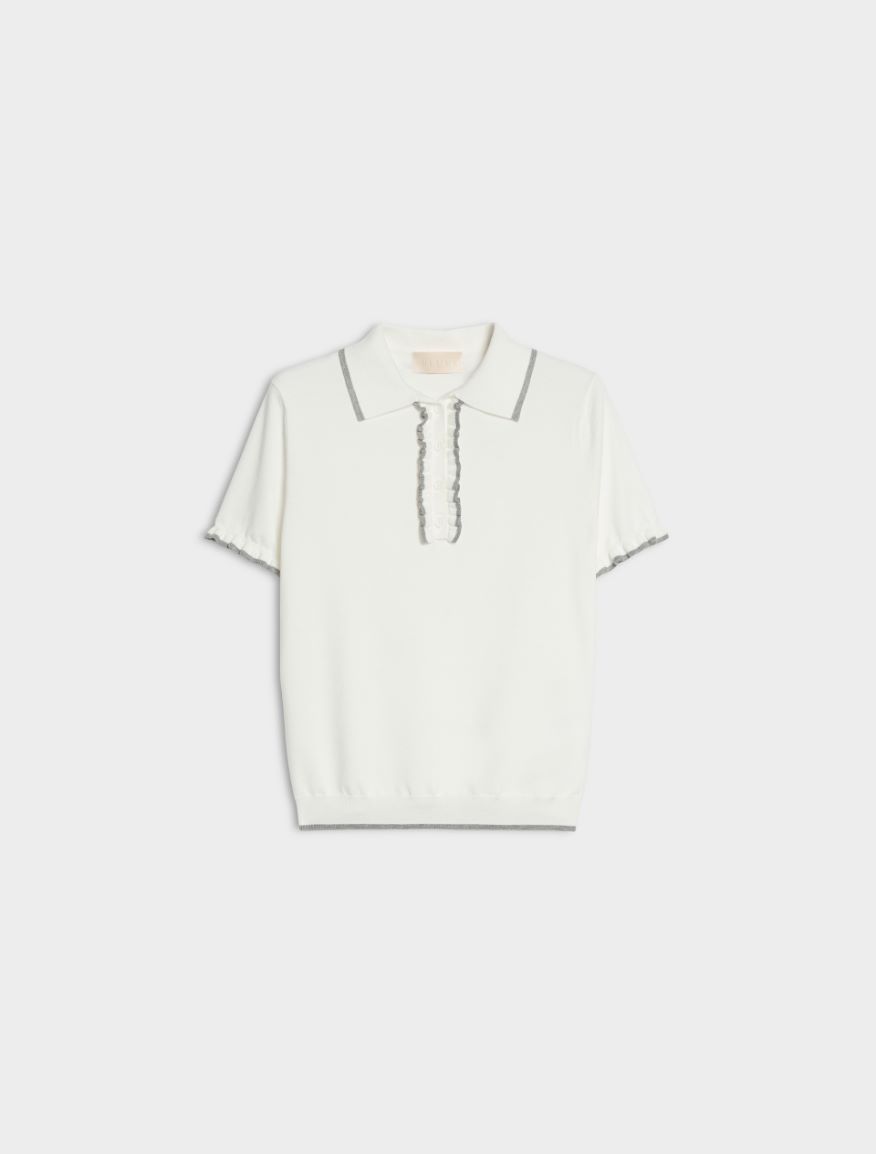 Ruffle-detail polo shirt - WHITE - iBlues - 5