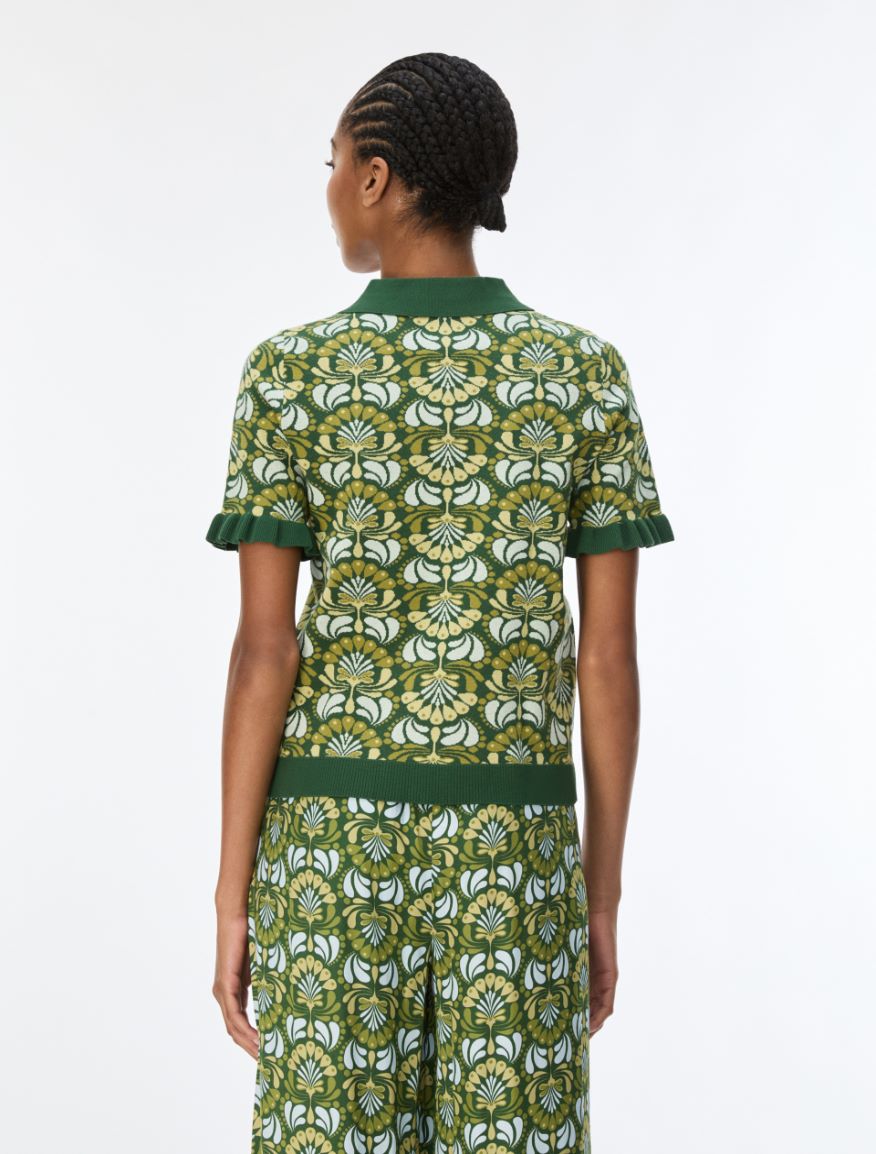 Jacquard polo shirt - DARK GREEN - iBlues - 2