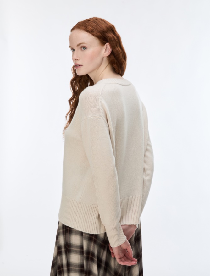 Wool and cashmere-blend V-neck jumper - iBlues - 2