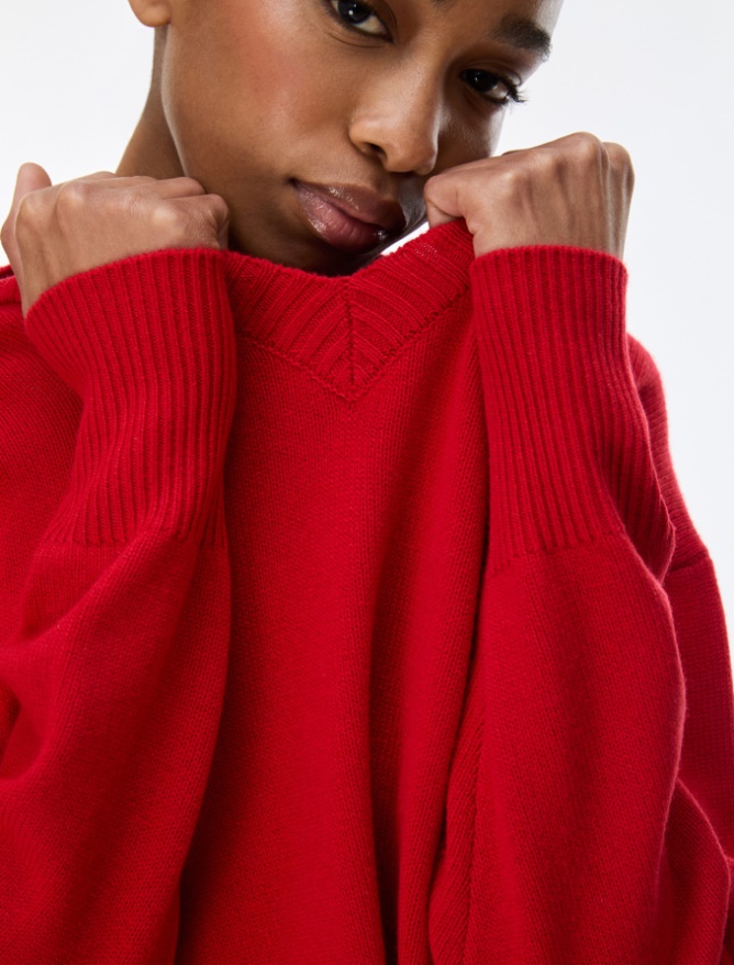 Wool and cashmere-blend V-neck jumper - iBlues - 3