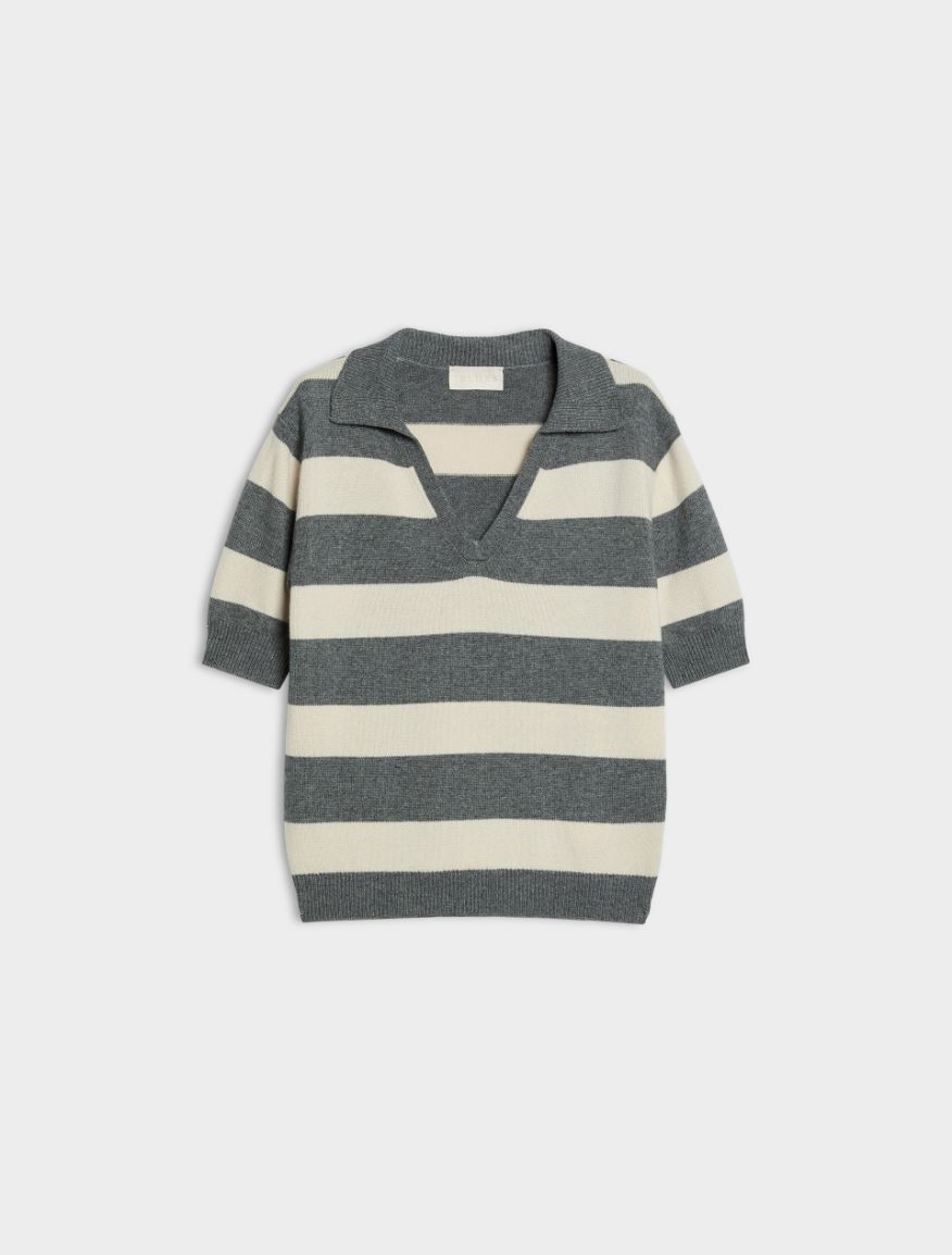 Polo en mélange de cachemire - GRIS MELANGE - iBlues - 5