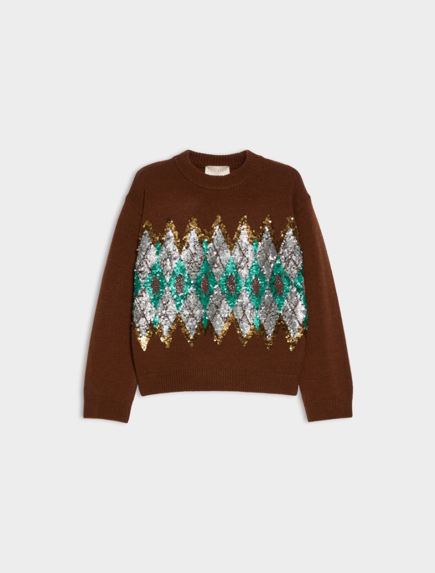 Sequin-embroidered jumper - NUT - iBlues - 5