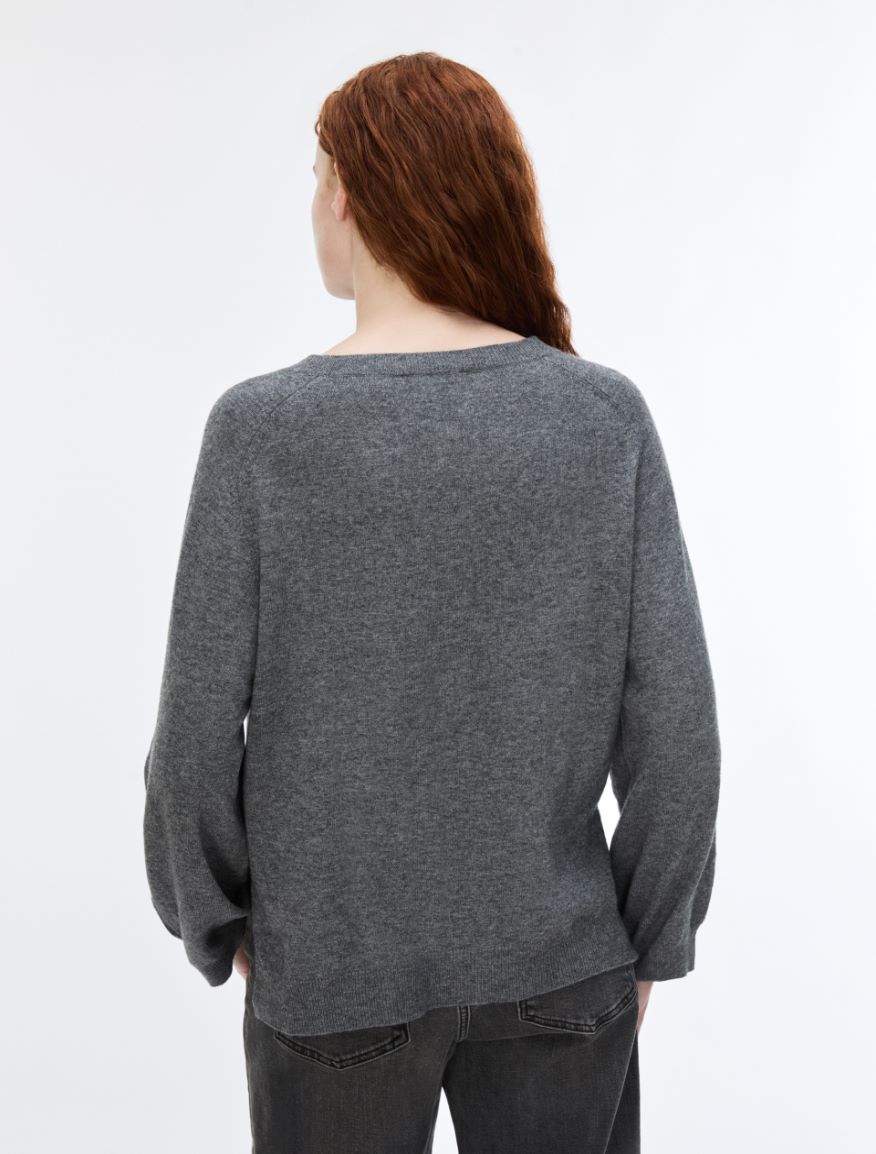 Straight-fit wool and cashmere-blend jumper - MELANGE GREY - iBlues - 2