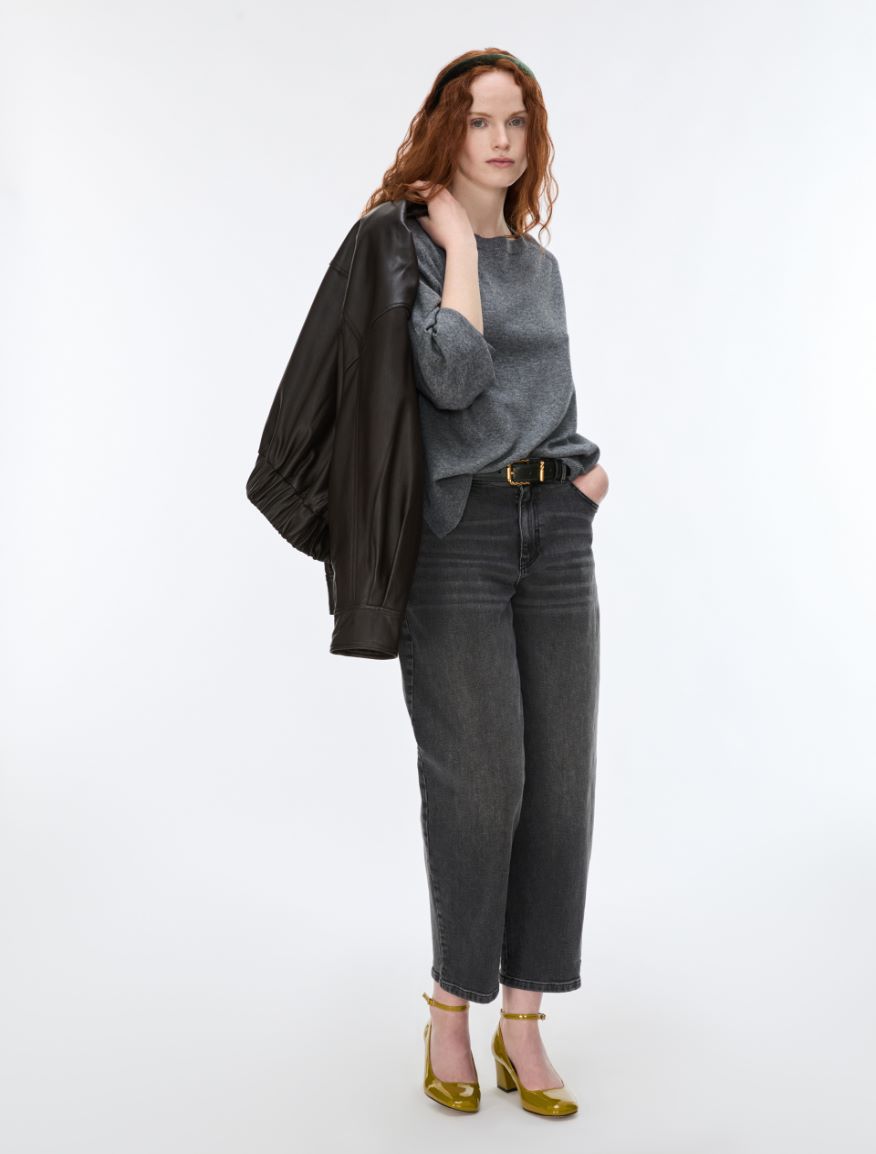Straight-fit wool and cashmere-blend jumper - MELANGE GREY - iBlues - 4