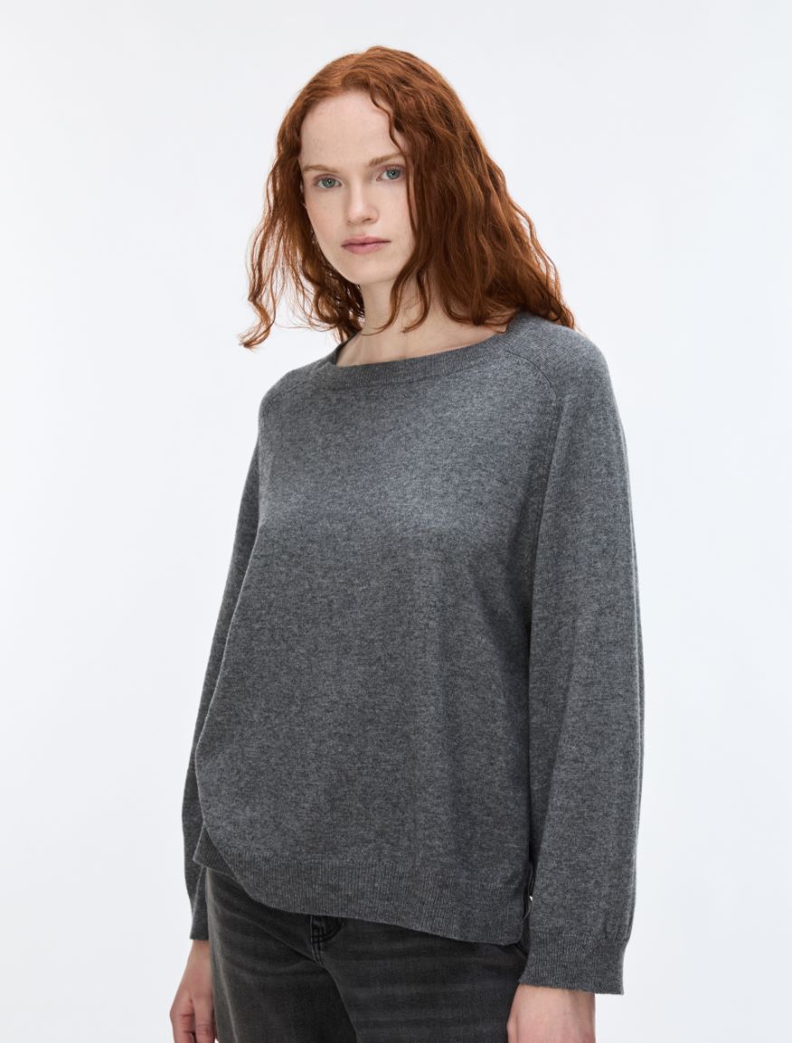 Straight-fit wool and cashmere-blend jumper - MELANGE GREY - iBlues