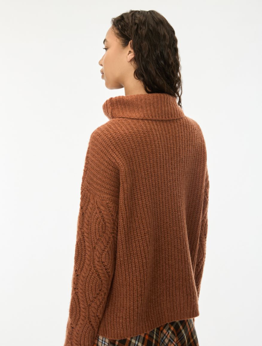 Cable-knit jumper - BURNT BROWN - iBlues - 2