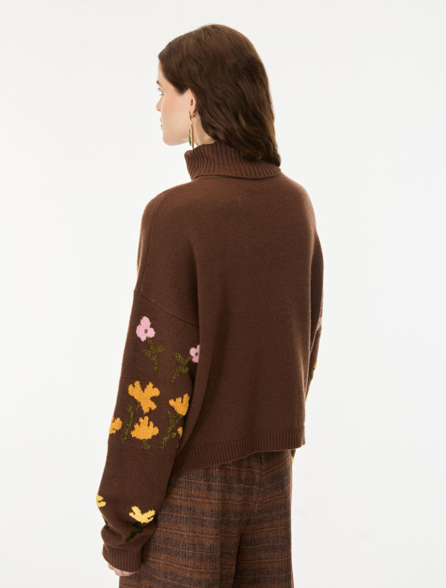 Merino wool-blend polo-neck jumper - COCOA - iBlues - 2
