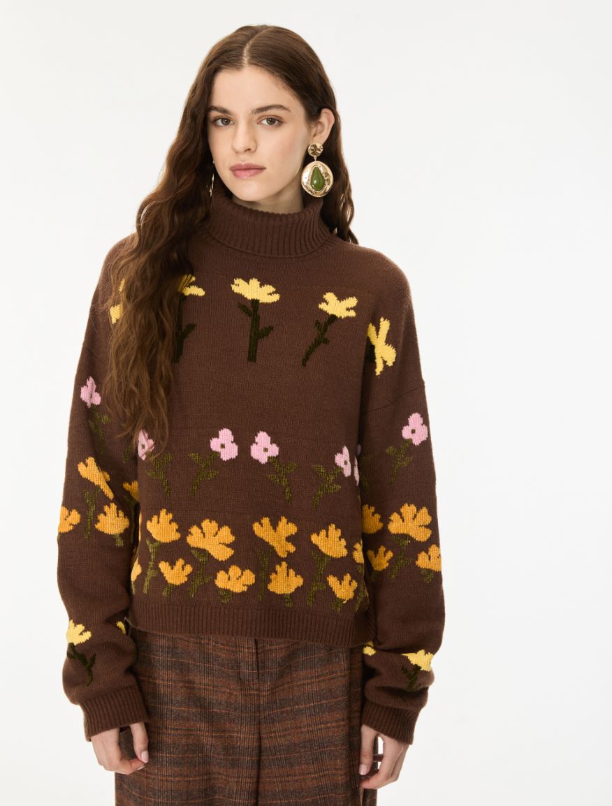 Merino wool-blend polo-neck jumper - COCOA - iBlues - 4