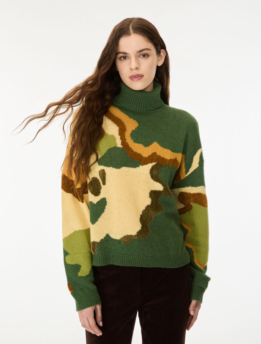 Merino wool-blend polo-neck jumper - DARK GREEN - iBlues - 4