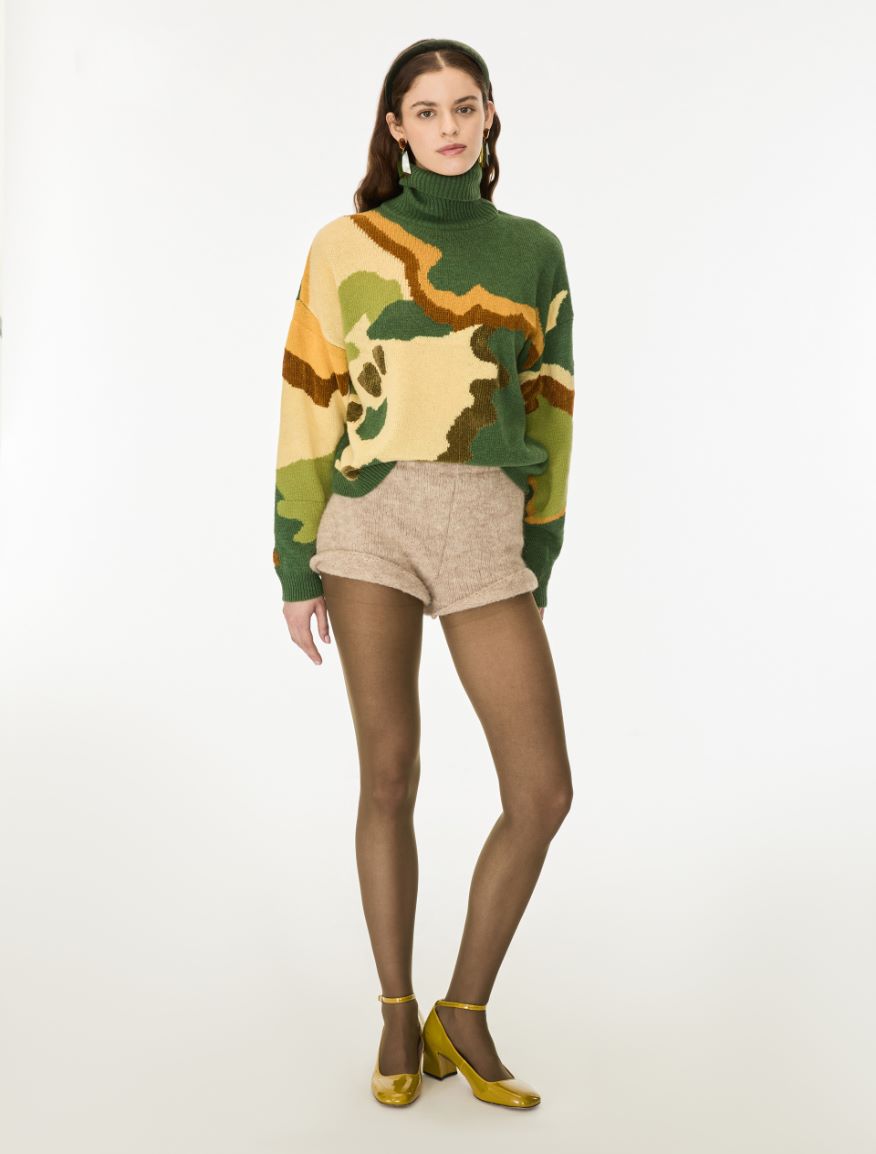 Merino wool-blend polo-neck jumper - DARK GREEN - iBlues - 5