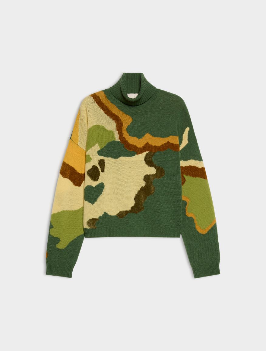 Merino wool-blend polo-neck jumper - DARK GREEN - iBlues - 6