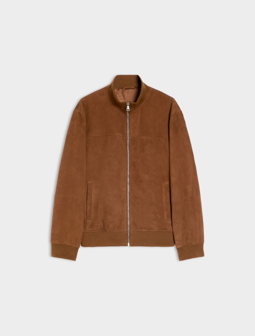 Suede bomber jacket - HAZELNUT BROWN - iBlues - 5