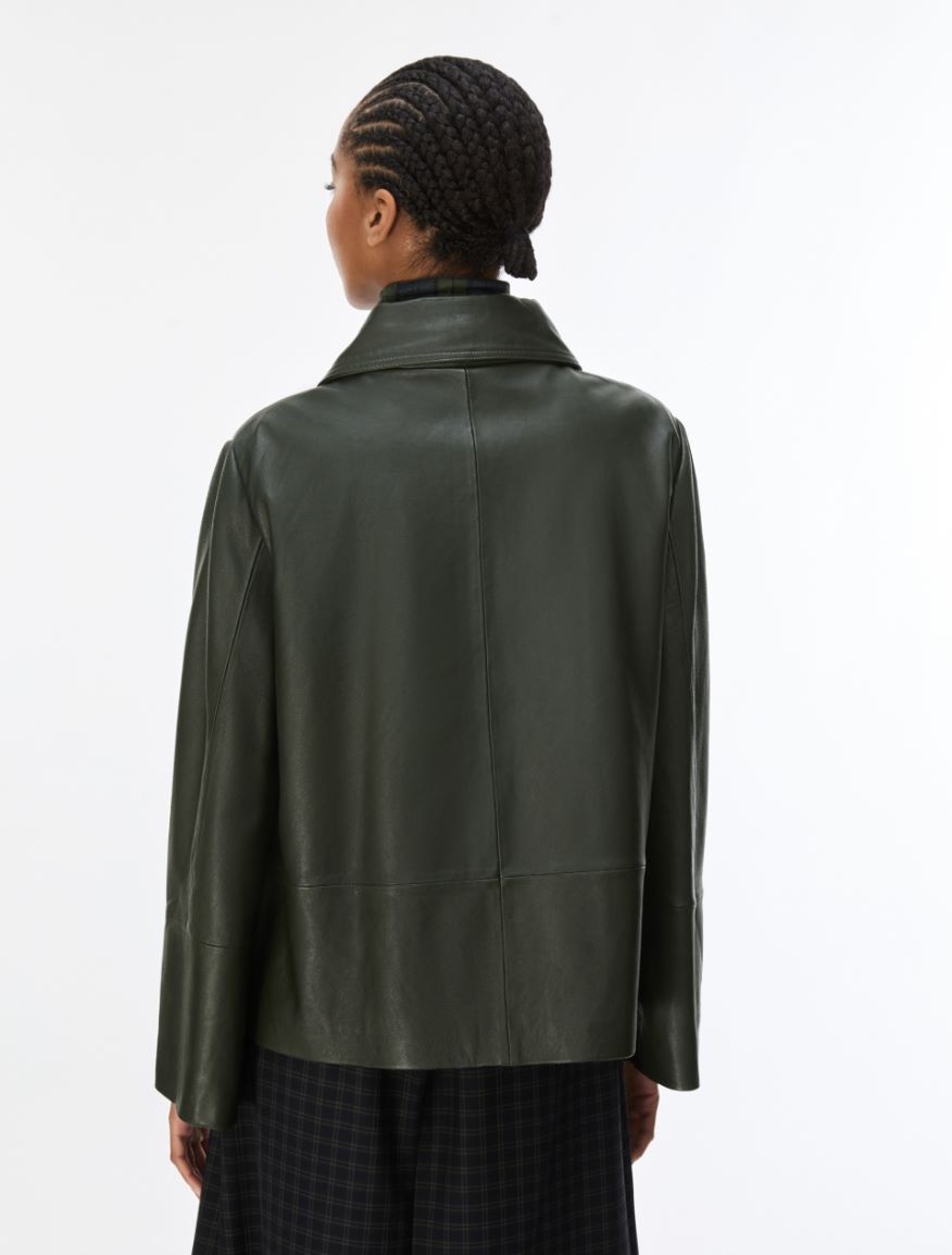 Leather jacket - BOTTLE GREEN - iBlues - 2