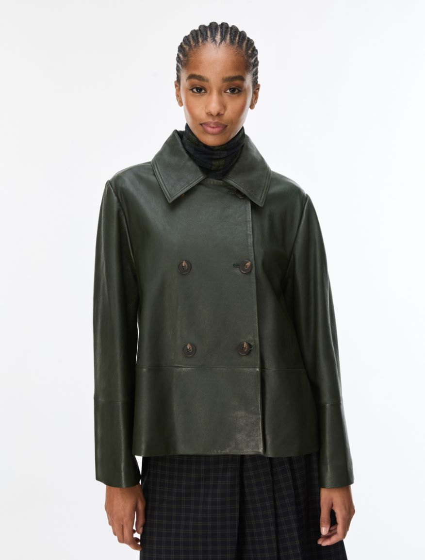Leather jacket - BOTTLE GREEN - iBlues