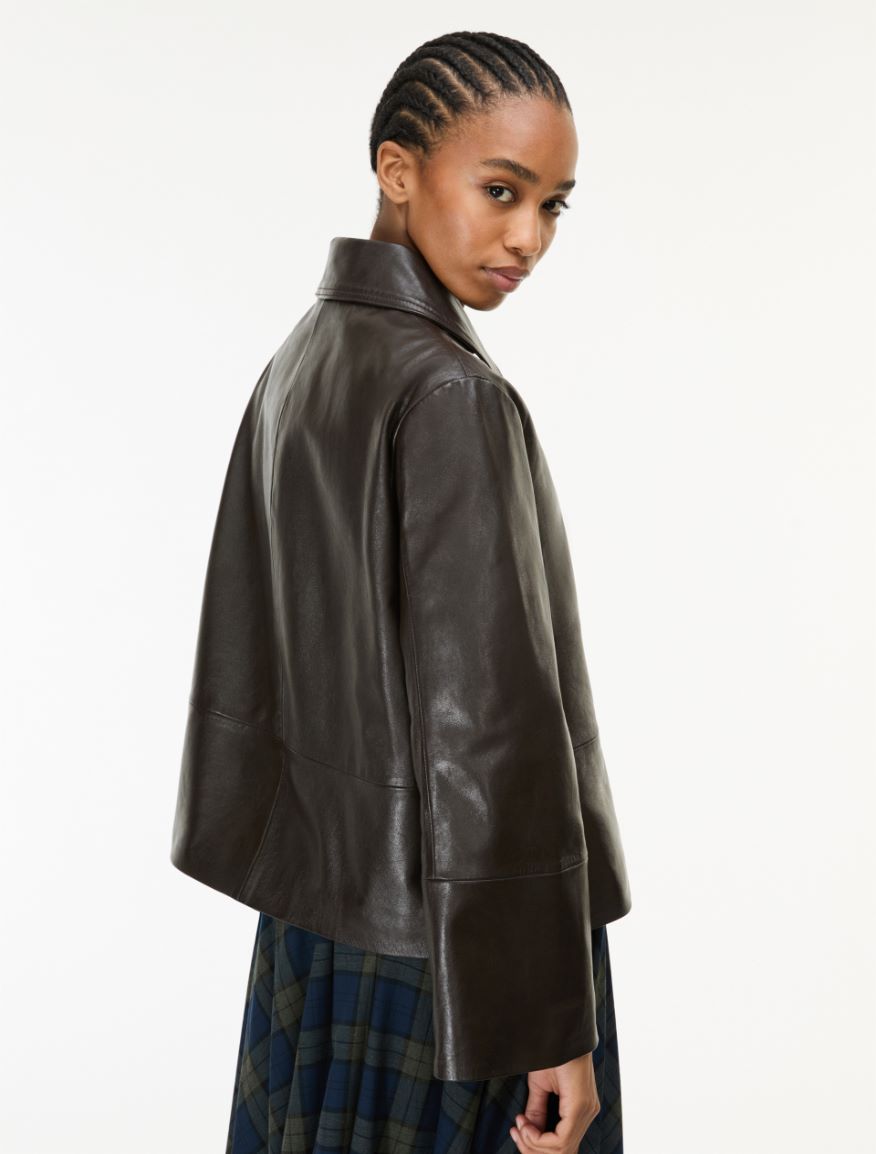Leather jacket - DARK BROWN - iBlues - 2