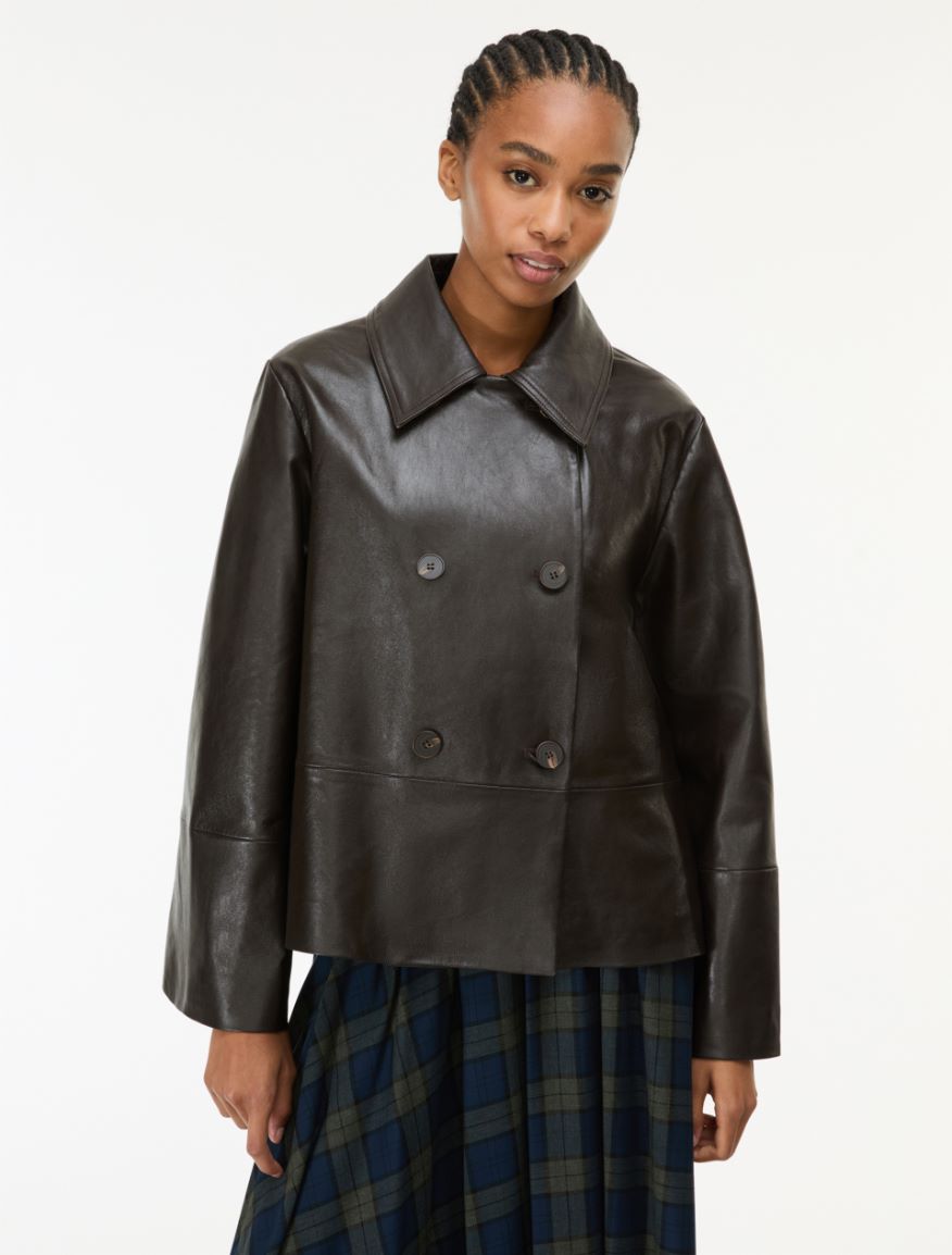 Leather jacket - DARK BROWN - iBlues - 4