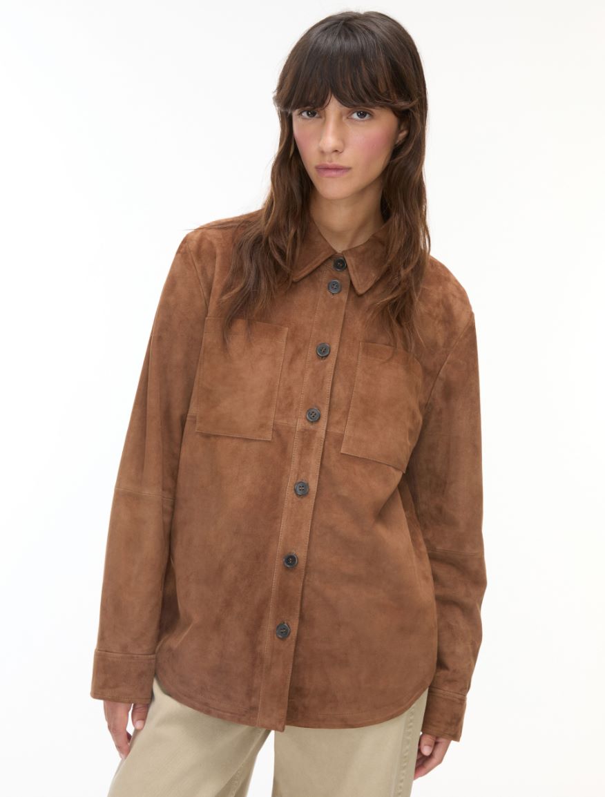Suede jacket - HAZELNUT BROWN - iBlues - 4