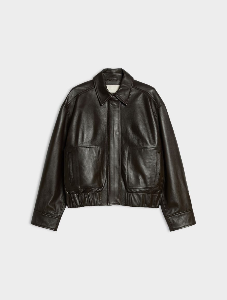 Leather bomber jacket - DARK BROWN - iBlues - 5