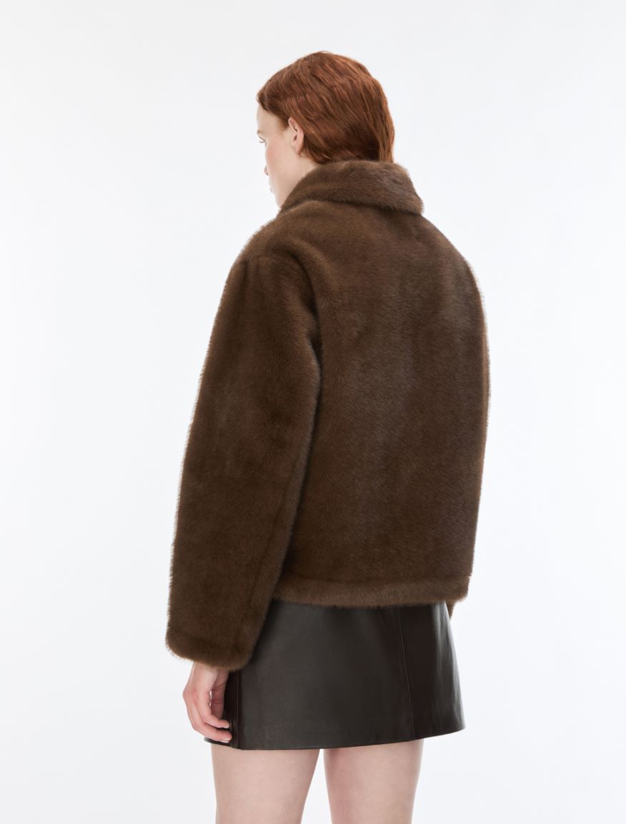 Fluffy jacket - BROWN - iBlues - 2