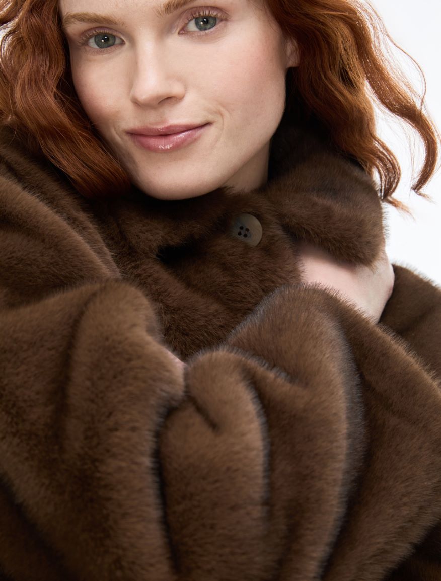 Fluffy jacket - BROWN - iBlues