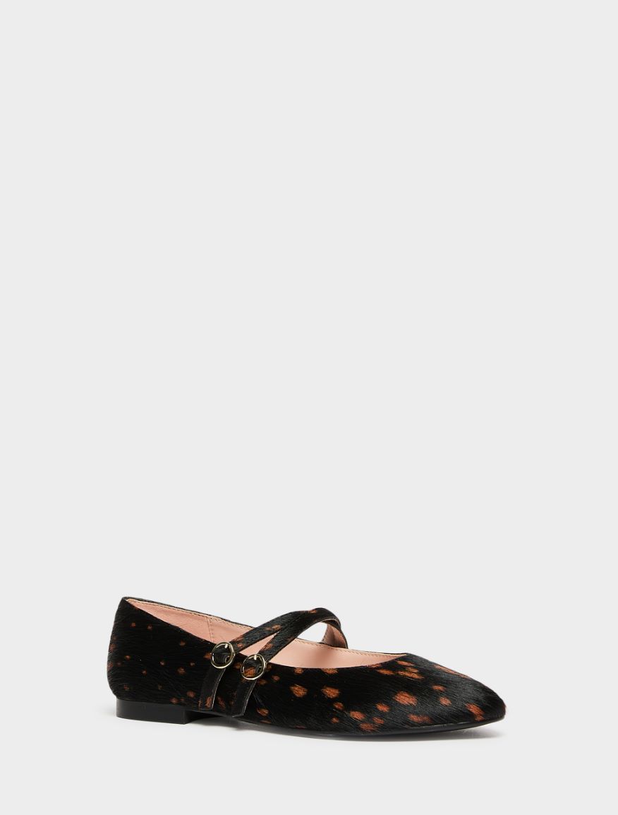 Ballerines en cuir imprimé - NOIR - iBlues - 2