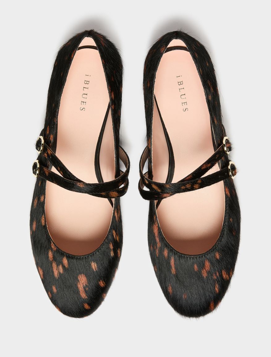 Ballerines en cuir imprimé - NOIR - iBlues - 6