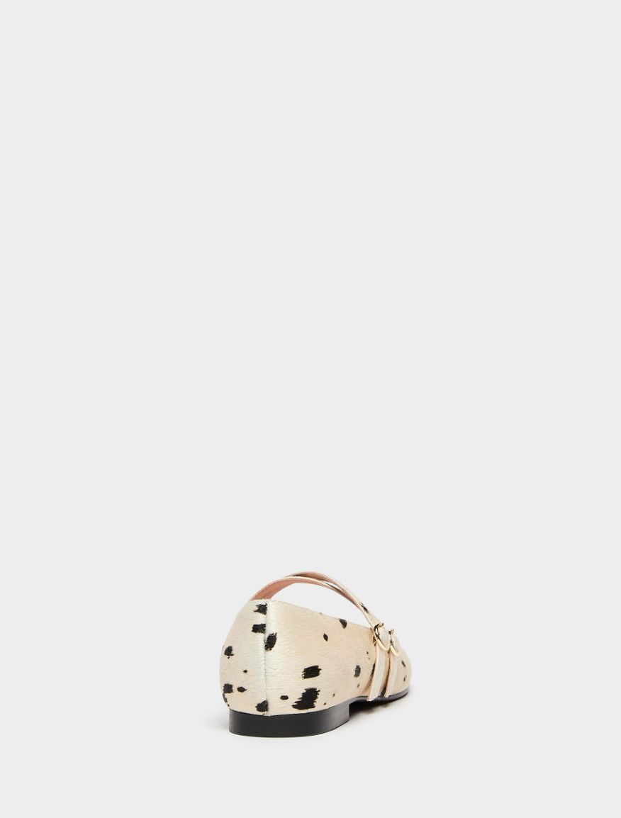 Ballerines en cuir imprimé - BEIGE - iBlues - 3