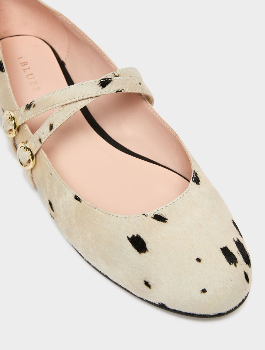 Ballerines en cuir imprimé - BEIGE - iBlues - 4