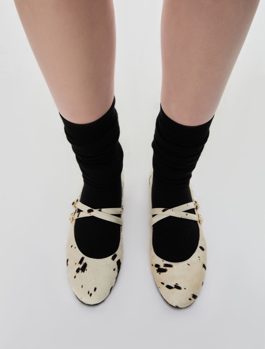 Ballerines en cuir imprimé - BEIGE - iBlues - 5
