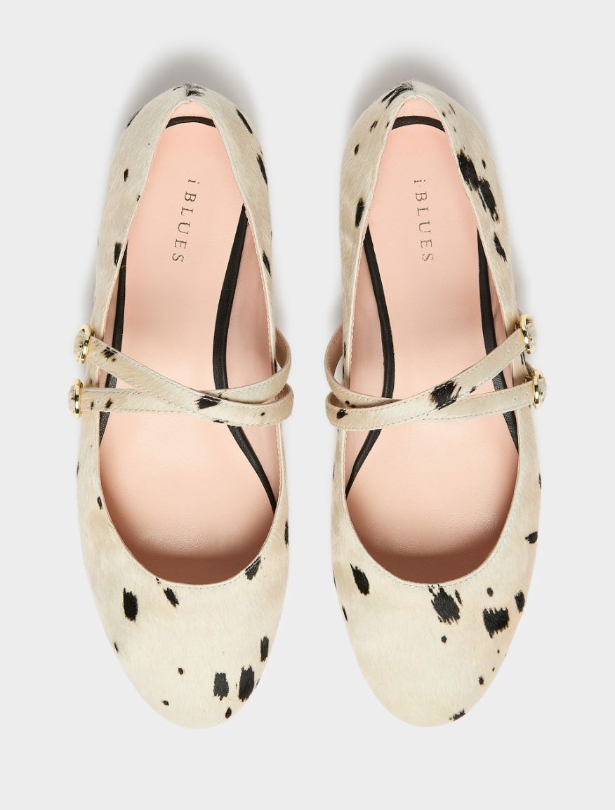 Ballerines en cuir imprimé - BEIGE - iBlues - 6