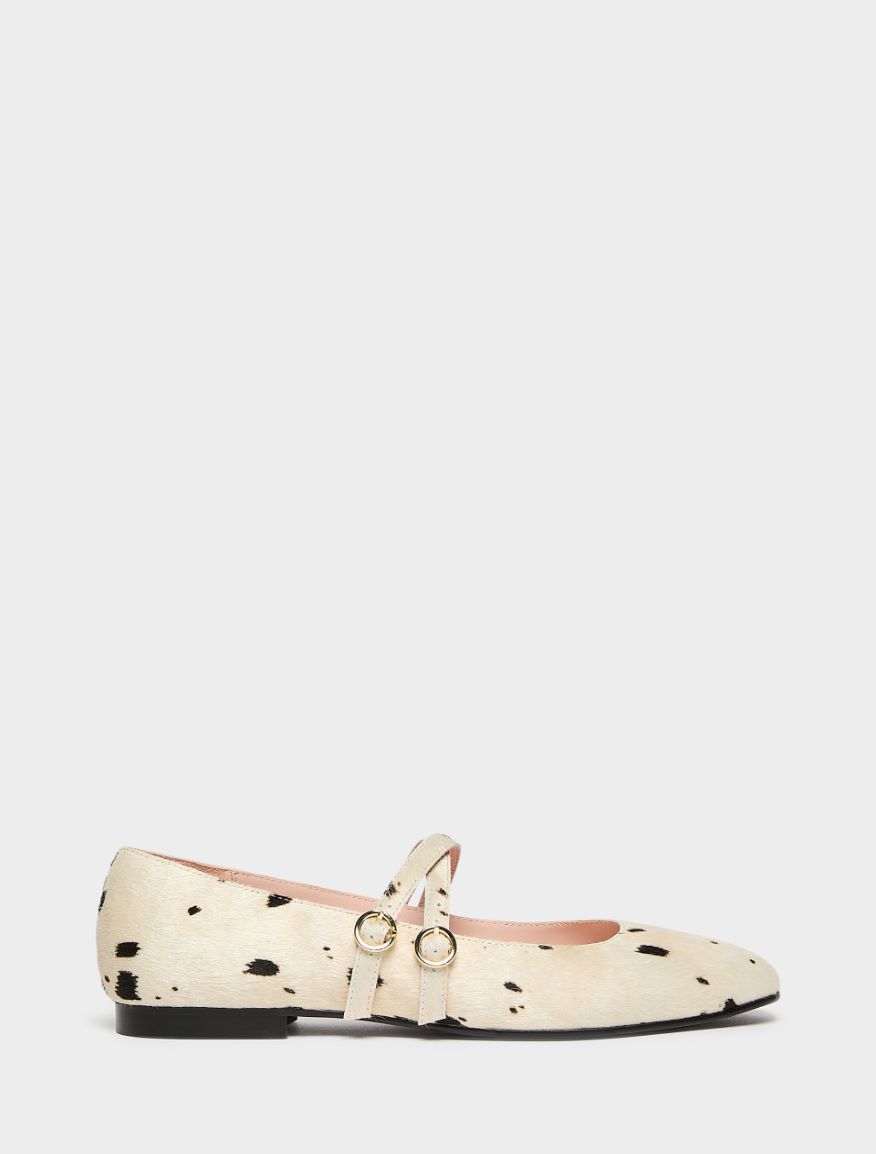 Ballerines en cuir imprimé - BEIGE - iBlues